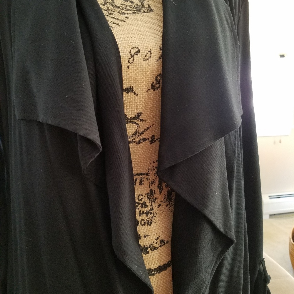 Draping Tie Belt Long Coat - Picture 2 of 8